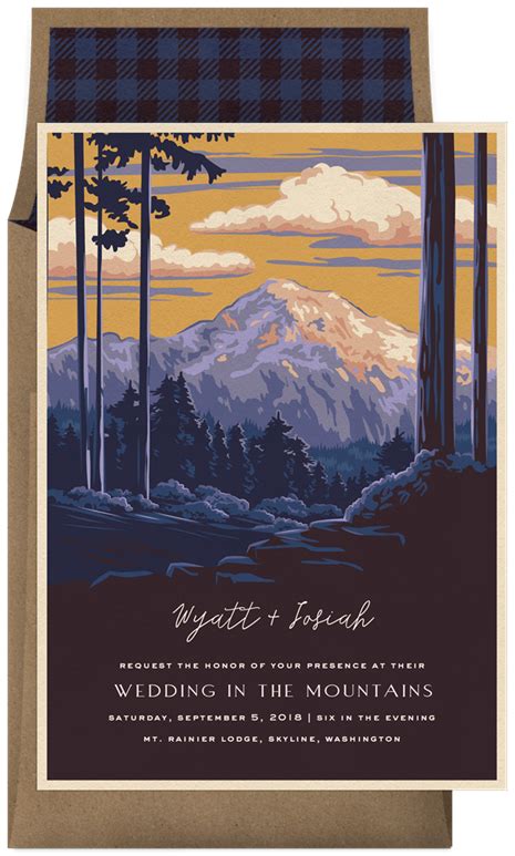 Mount Rainier Invitations in Purple | Greenvelope.com | Park wedding invitations, Invitations ...