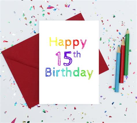 15th Birthday Card Teenage Girl Birthday Card Rainbow Etsy