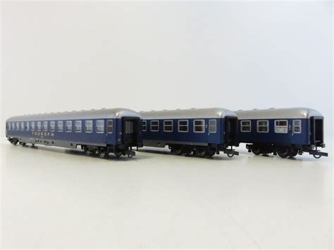 In597 Roco 44098 H0 Dc 3er Set Reisezugwagen Touropa Der Db Ovp