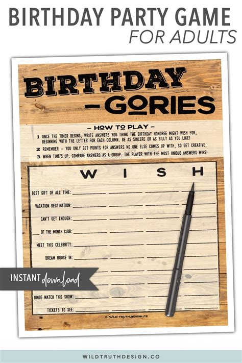 adult birthday game birthday gories adult party game etsy