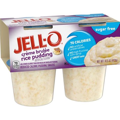 Jell O Sugar Free Creme Brulee Rice Pudding 4 Ct Pack Hy Vee Aisles