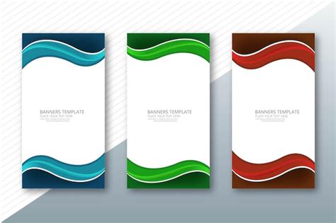 Free Vector Abstract Three Wave Colorful Web Banners Header Set