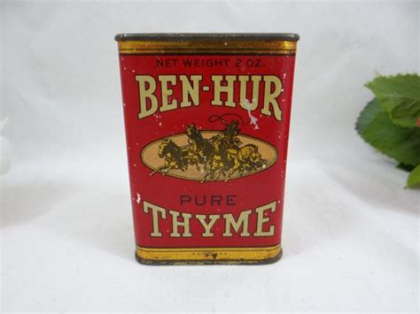 Vintage 1950s 2oz Ben Hur Thyme Tin Advertising Kitchen Display Prop