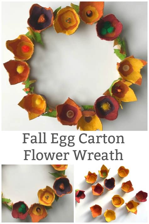 How To Make A Lovely Fall Egg Carton Flower Wreath
