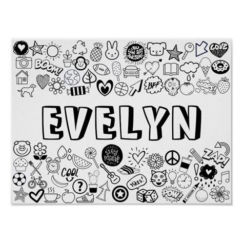 Evelyn Colour It Yourself Outline Design Poster Uk