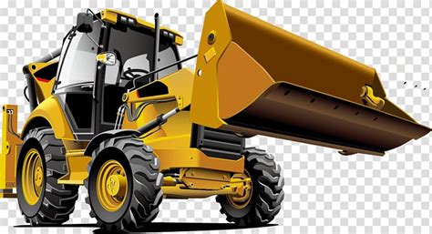 Yellow Front End Loader Illustration Tractor Bulldozer Backhoe Loader