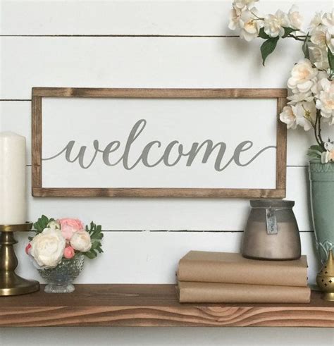 Farmhouse Decor Welcome Sign Handmade Wood Sign By Jandmodesign