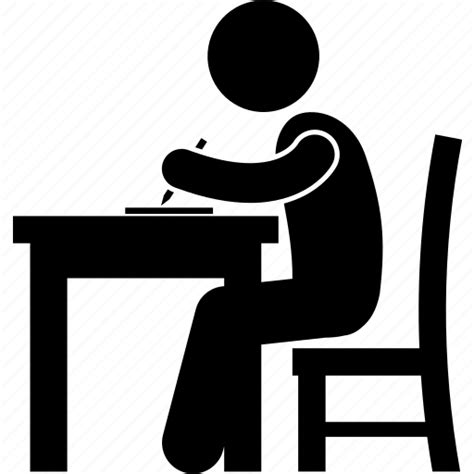 Desk Examination Man School Student Study Writing Icon