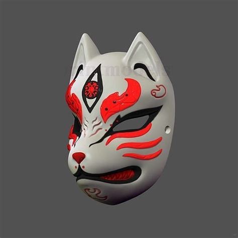 Japanese Fox Mask Demon Kitsune Cosplay Costume Helmet 3d Model 3d