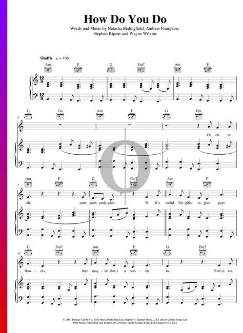 How Do You Do Sheet Music Piano Guitar Voice Oktav