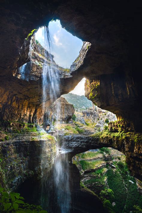 Three Tiered Baatara Gorge Waterfall In Lebanon