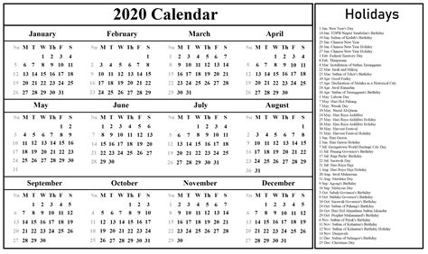 This page contains a national calendar of all 2020 public holidays. 2022 Calendar Printable With Holidays Malaysia | Calendar ...