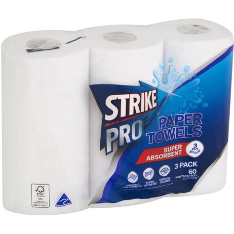 Strike Paper Towels Super Absorbent 3 Ply 3 Pack Woolworths