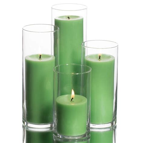 Richland Pillar White Candles And Eastland Cylinder Holders Set Of 4