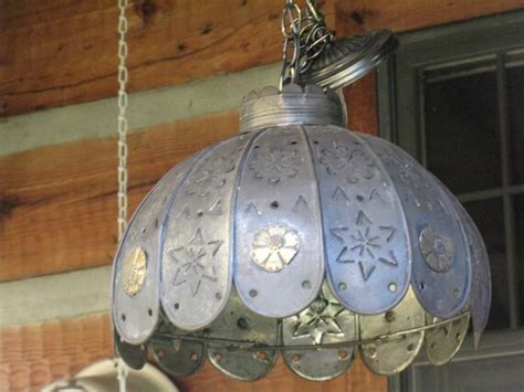 Items Similar To Vintage Punched Tin Ceiling Light Very Rustic On Etsy
