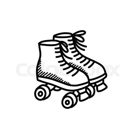 Roller Skates Doodle Icon Hand Drawn Vector Illustration Stock
