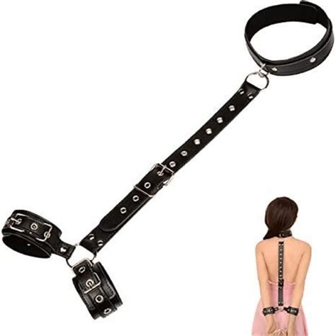 Leather Neck To Wrist Restraint Set Leather Body Belt And Waist Etsy