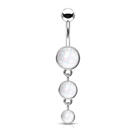 316l Surgical Steel Navel Ring With Illuminating Stone Drop Dangle