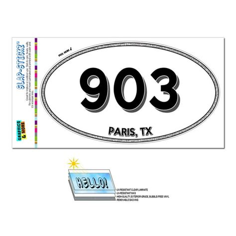 903 Paris Tx Texas Oval Area Code Sticker