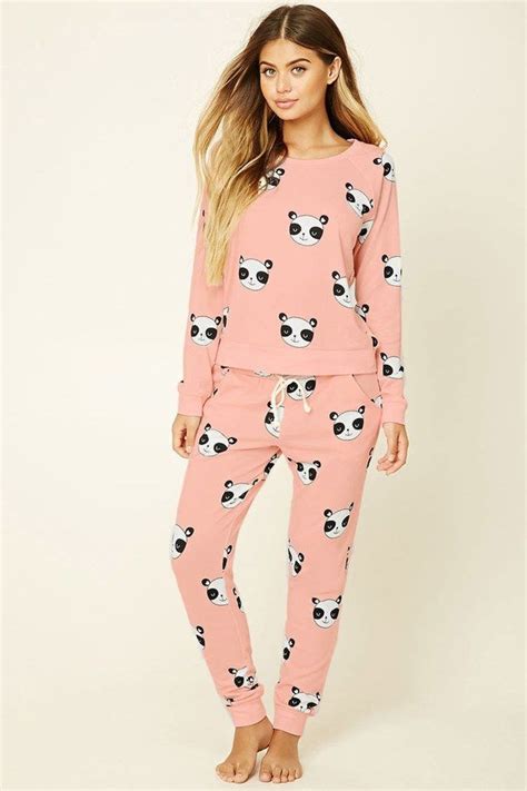 forever 21 happy panda print pj pants pajama set pajama outfits womens pyjama sets