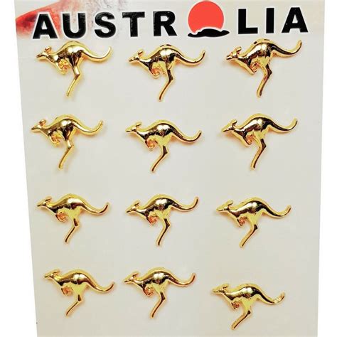 12 Flying Kangaroo Hat Pin Stick Lapel Badge Australian Souvenir Gold