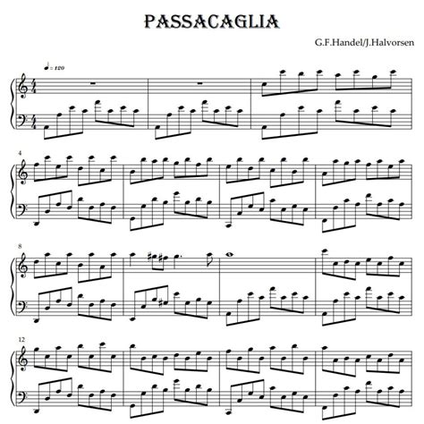 Passacaglia Handelhalvorsen Sheet Music Piano