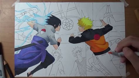 Speed Drawing Naruto Rasengan Vs Sasuke Chidori Admirador De Arte Youtube