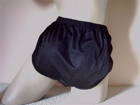 Silky Black All Nylon Vintage Style Pinup Panties L Ebay