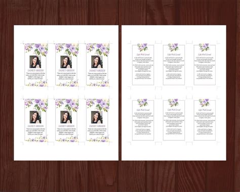 4 Page Lilac Bouquet Funeral Program Template Prayer Card Funeral