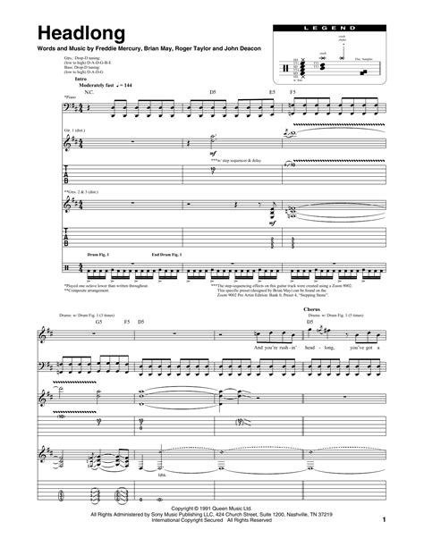 Queen Headlong Sheet Music Download Printable Rock Pdf Score How