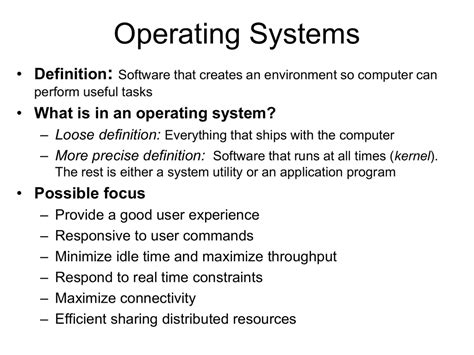 An operating system is the most important software that runs on a computer. cs459 - Operating Systems: Introduction