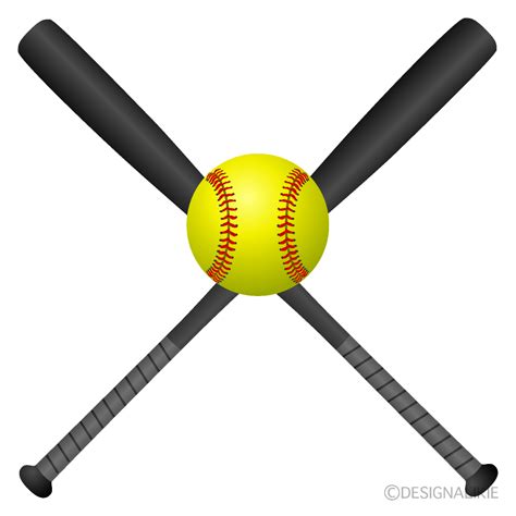 Crossed Bats And Softball Clip Art Free PNG ImageIllustoon