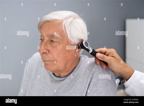 Otolaryngology Check Doctor Checking Ear Using Otoscope Stock Photo