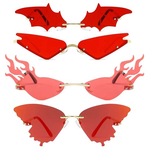 luxus mode feuer flamme sonnenbrille frauen randlose welle sonnenbrille metall shades für