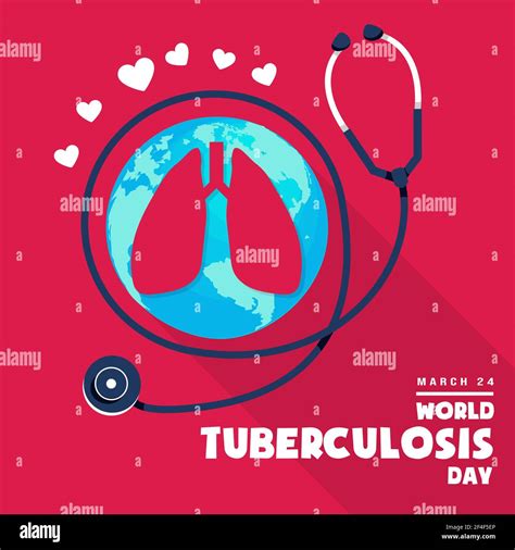 World Tuberculosis Day March 24 Poster Red Color Lungs Banner With