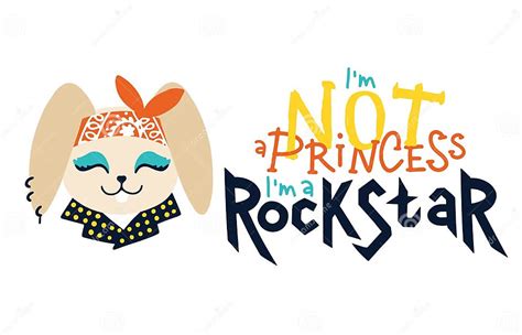 Bunny Girl Card I M Not A Princess I M A Rock Star Vector Cartoon