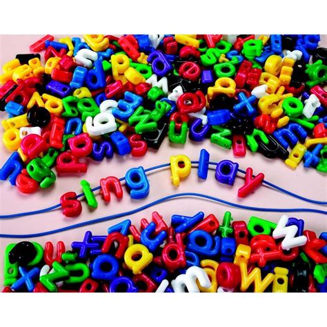 Bag of 300 wooden alphabet beads. Roylco Lowercase Letter Bead, Assorted Colors, set of 288 ...