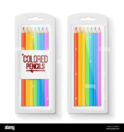Colored Pencils Packaging Vector Top View Pencil Box Mock Up
