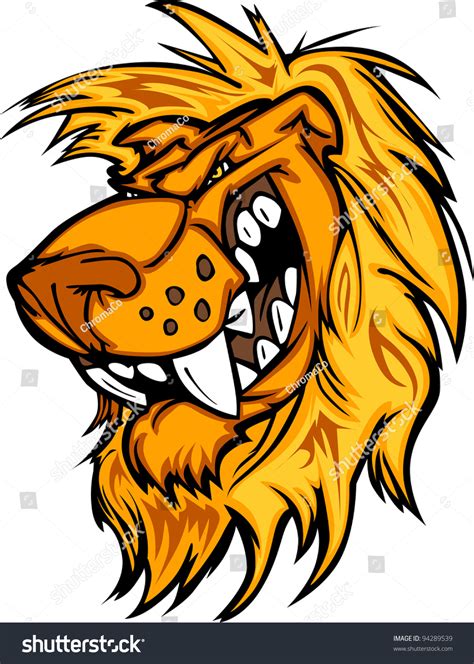 Lion Mascot Mean Face Cartoon Vector Stock Vector 94289539 Shutterstock
