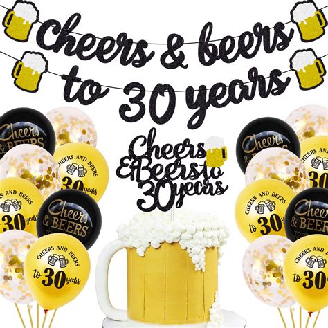 Buy 30th Birthday Decorations Kit Cheers To 30 Years Themed Black And
