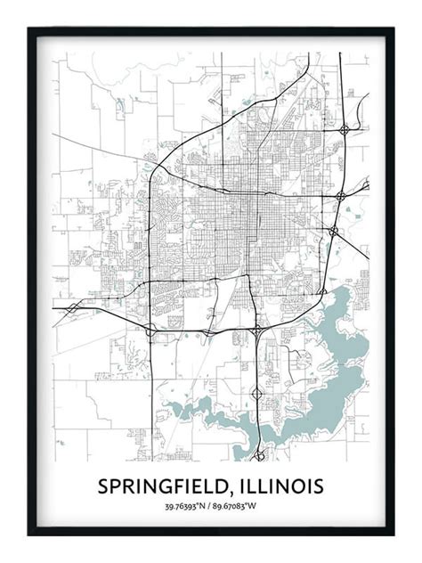 Springfield Illinois Map Poster Your City Map Art Positive Prints