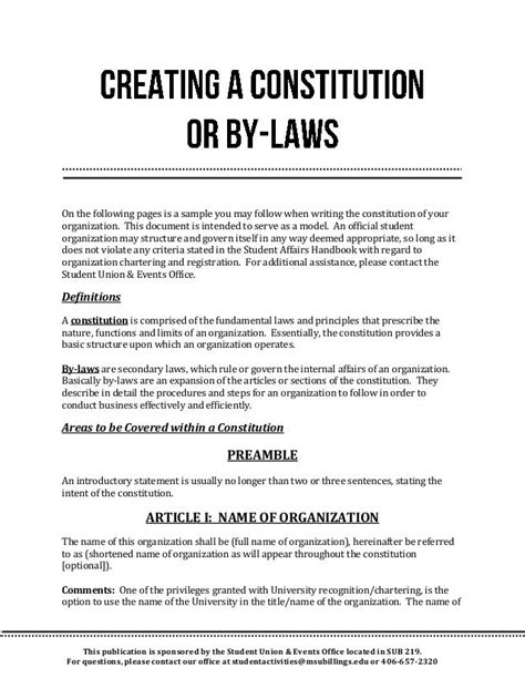Creating A Constitution Or By Laws