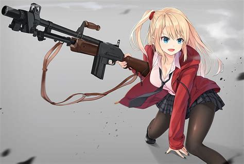 1080x2340px Free Download Hd Wallpaper Anime Anime Girls Armor Cleavage Gun Weapon