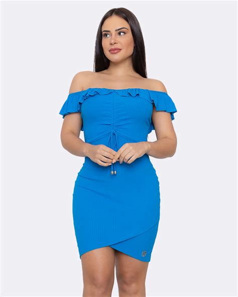 Fit You Vestido Miss Misses Com Franzido Azul 10010650 Miss And Misses