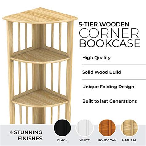 Stony Edge 5 Tier Corner Shelves Bookcase Folding Bookcase Easy To