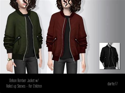 The Sims Resource Bomber Jacket With Rolled Up Sleeves By Darte77