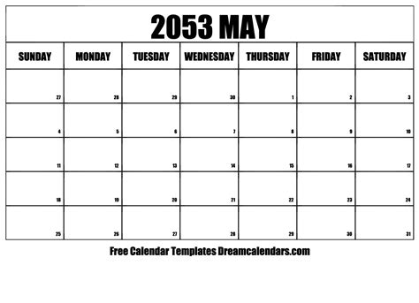 May 2053 Calendar Free Blank Printable With Holidays