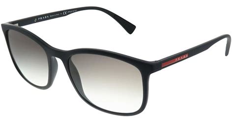 prada linea rossa rubber lifestyle ps 01ts dg00a7 rectangle sunglasses in black lyst