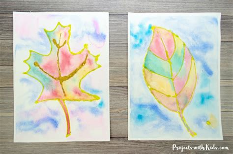 Fall Leaf Painting With Watercolors And Glitter Projects With Kids
