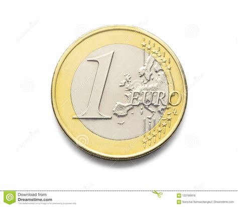 One Euro Coin 1 Euro Coin Of European Realistic Photo Image Wit Stock